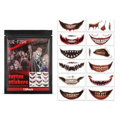 Juefish Halloween Tatueringsdekaler Skräckmakeup> Smink