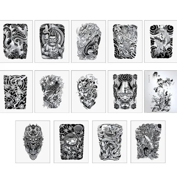 Juice Herb Tattoo Stickers Japansk Gammal Traditionell Manlig Stor Personlig Arm Arm N5n9> Smink