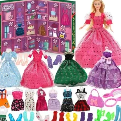 Jul Adventskalender, Barnsmink Kosmetika Nagelkonst Flickdocka Kläder Jul Riv-Av Nedräkningskalender, Julklapp, för ba><noscript><img width=