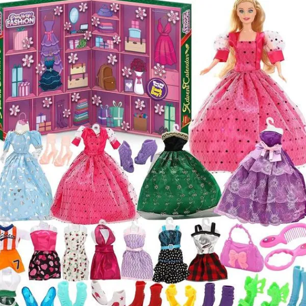 Jul Adventskalender, Barnsmink Kosmetika Nagelkonst Flickdocka Kläder Jul Riv-Av Nedräkningskalender, Julklapp, för ba> Smink