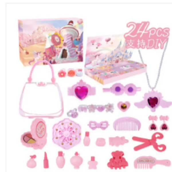 Jul Adventskalender, Barnsmink Kosmetika Nagelkonst Flickdocka Kläder Jul Riv-Av Nedräkningskalender, Julklapp, för ba> Smink