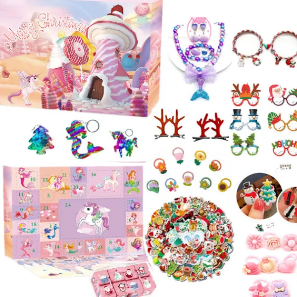Jul Adventskalender, Barnsmink Kosmetika Nagelkonst Flickdocka Kläder Jul Riv-Av Nedräkningskalender, Julklapp, för ba> Smink