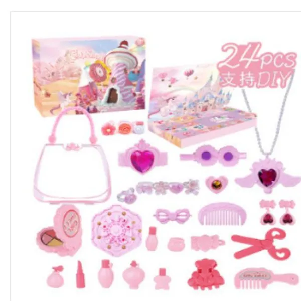 Jul Adventskalender, Barnsmink Kosmetika Nagelkonst Flickdocka Kläder Jul Riv-Av Nedräkningskalender, Julklapp, för ba> Smink