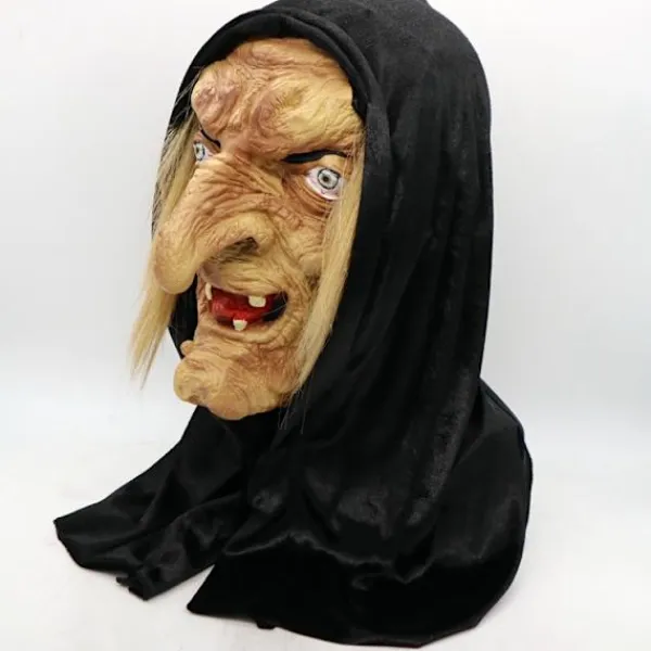 Jul adventskalender, Skräck gammal kvinna mask Halloween rolig häxa huvudskydd hemligt rum spökhus scen utklädningsrekvisita, adventskalender Long-nosed old witch | Fyndiq> Masker
