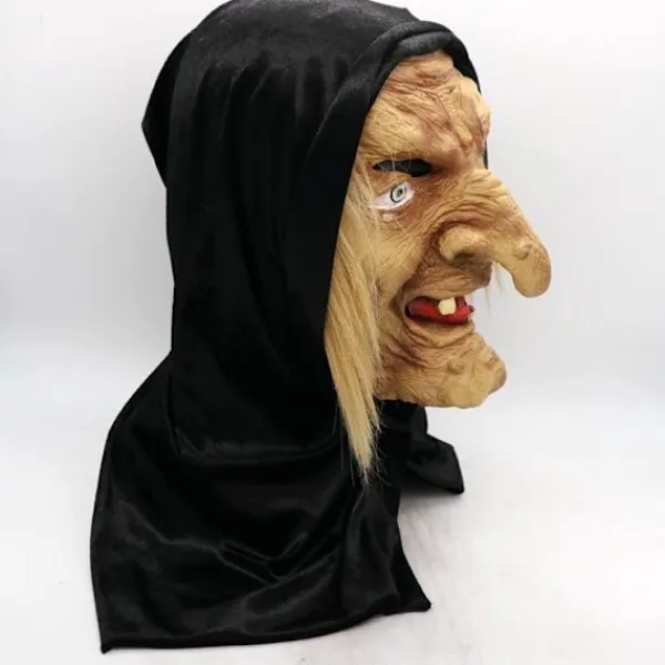 Jul adventskalender, Skräck gammal kvinna mask Halloween rolig häxa huvudskydd hemligt rum spökhus scen utklädningsrekvisita, adventskalender Long-nosed old witch | Fyndiq> Masker