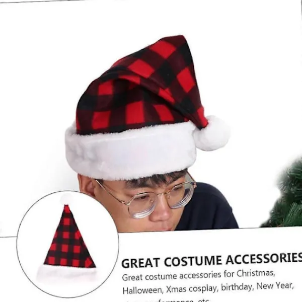 Jul cosplay hatt för vuxna festlig party tomtehatt gyllene sammet> Huvudbonader