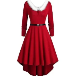 Jul Dam Jultomte Kostym Midi Skater Klänning Jul Fancy Dress .. XL> Dräkter