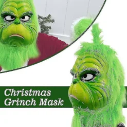 Jul Grinchen Helhuvud Latexmask Julhatt Monster Vuxenhandskar [DB] The Grinch Christmas Mask C> Masker