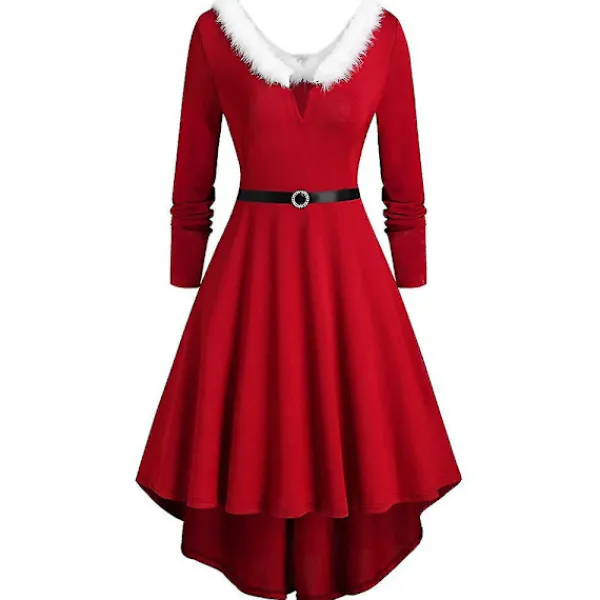 Jul Kvinnor Jultomte Kostym Midi Skater Dress Xmas Fancy Dress_m L> Dräkter
