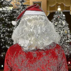 Jul Latex Mask - Herrars Jultomtemask Realistisk Jultomte Gammal Mans Mask Med Röd Tomtehatt kompatibel Party Maskerad><noscript><img width=