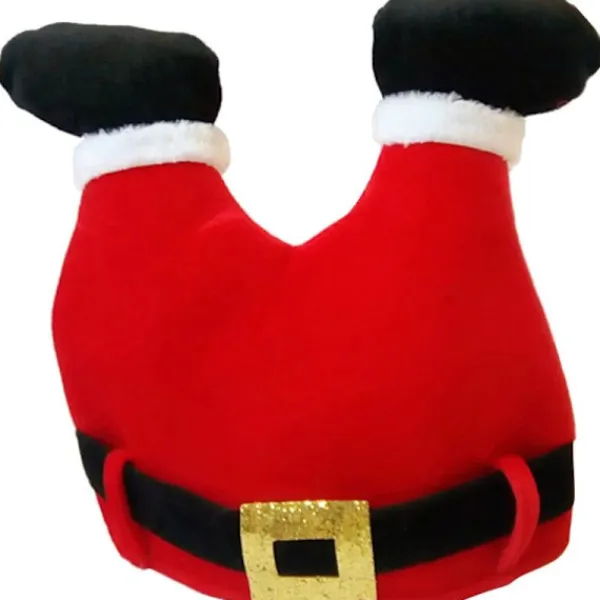 Jul Novelty Santa Hat - Tomtens ben fastnar i skorstenen> Huvudbonader