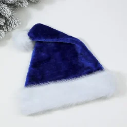 Jul Plyschmössa Extra Tjock Stor Boll Tomtemössa Gammal Mans Mössa (Blå)><noscript><img width=