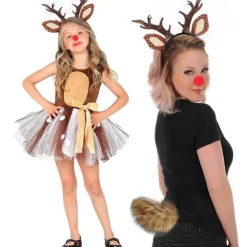 Jul Ren Öron Pannband Kompatibelt med Kvinnor Flicka Halloween Ren Utklädnad Outfit Tillbehör Ren Pannband Ren Svans Ren Näsa Ny Brun Öra Horn | Fyndiq><noscript><img width=