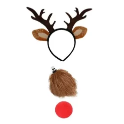 Jul Ren Öron Pannband Kompatibelt med Kvinnor Flicka Halloween Ren Utklädnad Outfit Tillbehör Ren Pannband Ren Svans Ren Näsa> Tillbehör