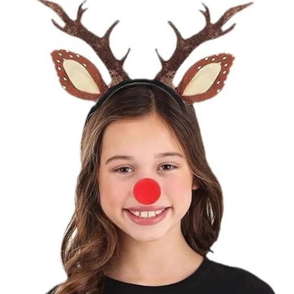 Jul Ren Öron Pannband Kompatibelt med Kvinnor Flicka Halloween Ren Utklädnad Outfit Tillbehör Ren Pannband Ren Svans Ren Näsa> Tillbehör