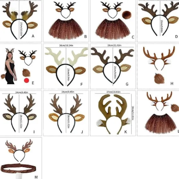 Jul Ren Öron Pannband Kompatibelt med Kvinnor Flicka Halloween Ren Utklädnad Outfit Tillbehör Ren Pannband Ren Svans Ren Näsa Prickig | Fyndiq> Tillbehör