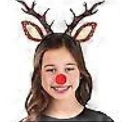 TrueNorth Jul Renhorn Hårband för Kvinnor, Flicka, Halloween Renkostym, Tillbehör, Renhuvudband, Rensvans, Rennäsa Den Bästa Julklappen till Dig><noscript><img width=