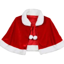 Jul Sammet Sjal Kappa Cape Fru Santa Claus Cape Robe Halloween Kostym Röd Kids Shawl> Dräkter