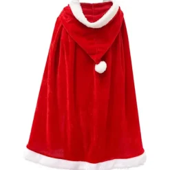 Jul Sammet Sjal Kappa Cape Fru Jultomte Kappa Robe Halloween Kostym Röd Med Luva 90cm/35"-tfrf Hooded 90cm/35"> Dräkter