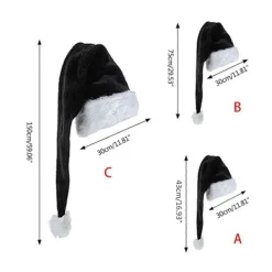 LEIGELE Jul Sammet Tomtehatt Unisex Bekväm Klassisk Svart och Vit Vuxen & Barn Julhatt för Julfest 30 150cm (LGL) 30 75cm><noscript><img width=