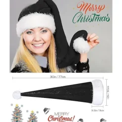 Jul Svart Tomteluva Lång, Vuxen Deluxe Svart Och Vit Jul Tomteluva För Svart Jultema Nyår Festliga Högtidsfest Tillbehör C><noscript><img width=