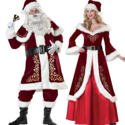 Jul Tomte Cosplay Vuxen Kostym Maskerad Party Outfit Jul Herrkläder+skägg, peruk, bjällra, glasögon Men's wear+beard, wig, bell, glasses 2XL> Dräkter
