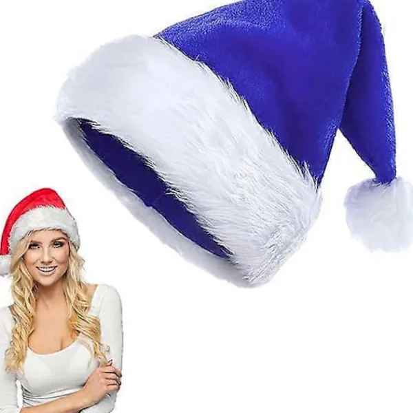 Jul Tomte Hattar Vuxen Jul Hattar-Lyxiga Tomte Hattar Fader Jul Hattar Plysch Tomte Hatt, Julhelg Hatt Tjockare Tomte Fancy Dress> Huvudbonader