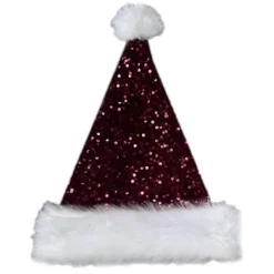 Jul Tomtehatt Fantastiska Paljetter och Vit Pälsbräme för Julfester Utklädnad Cosplay Paljettprydd djupt lila> Huvudbonader