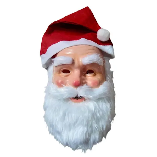 Jul Tomtemask för Män Kvinnor Hel Ansikte Tomtemask med Tomtehatt och Skägg Tomtekostym Tillbehör för Jul> Masker