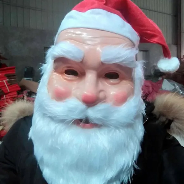 Jul Tomtemask för Män Kvinnor Hel Ansikte Tomtemask med Tomtehatt och Skägg Tomtekostym Tillbehör för Jul> Masker