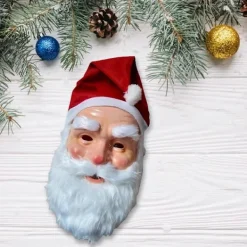 Jul Tomtemask för Män Kvinnor Hel Ansikte Tomtemask med Tomtehatt och Skägg Tomtekostym Tillbehör för Jul><noscript><img width=