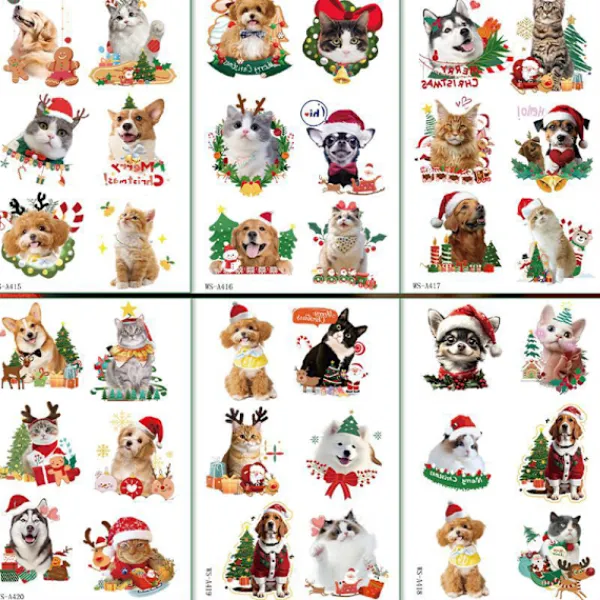 Juldekaler presenter husdjur katter och hundar DIY dekoration gitarr vattenkopp juldekaler> Smink