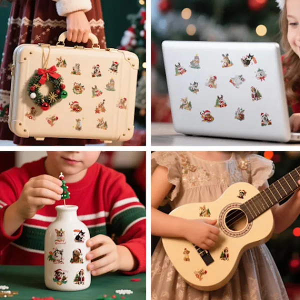 Juldekaler presenter husdjur katter och hundar DIY dekoration gitarr vattenkopp juldekaler> Smink