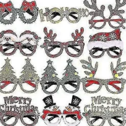 Vett Juldekoration Glasögon, 12 Delar Julglitter Party Glasögon Ram A> Tillbehör