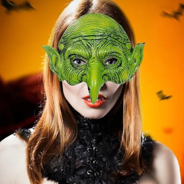 unbranded Juldekorationer Halloween 3d Halv ansiktshäxa Mask Pu-skum Realistisk Cosplay Mask Rekvvisita Fest> Masker