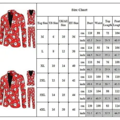LAIQIANKUA Juldräkt 3st/ set Blazer Kostym Finklänning Väst Blazer Byxor Jultomte Printed Formell klänning Outfits Tmall><noscript><img width=