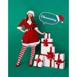 Juldräkter 2025, festdräkter, tomtekläder, föreställningsdräkter för vuxna kvinnor S> Dräkter