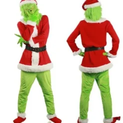 Julfest cosplay Grinchen kostym mask barn/vuxen [YDE] Endast grön huva><noscript><img width=