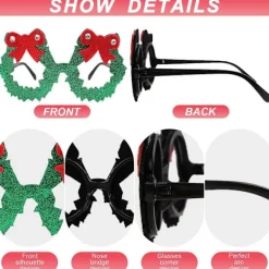 Julglasögon, 6-pack roliga julglasögon, roliga julglasögonbågar, glitter julpartyglasögon, nyhet för barn och [HK]><noscript><img width=