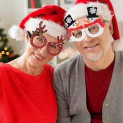 Julglasögon, 6-pack roliga julglasögon, roliga julglasögonbågar, glitter julpartyglasögon, nyhet för barn och [HK]><noscript><img width=