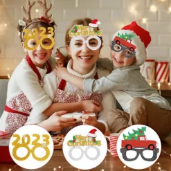 KOOLYOU Julglasögon,12 st Julfest Glasögon Kreativ Rolig Dräkt Glasögon Nyhet Julfest Glasögon För Barn Vuxna Gott Nytt Ye><noscript><img width=