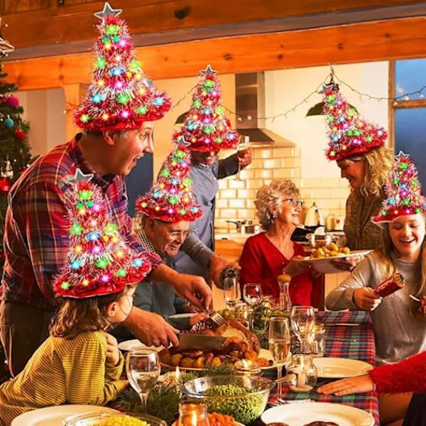Julgranhatt - Julhatt, Julgranhatt med Ljus, Julhatt, 30 LED-lampor, Färgglada Ljus, Juldräkt> Tillbehör