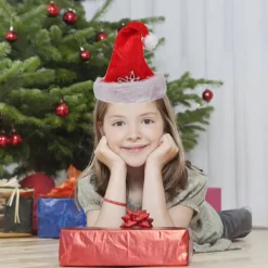 Julgransfest Julhattar Plysch Tomtehatt för Dekoration 4st Röd><noscript><img width=