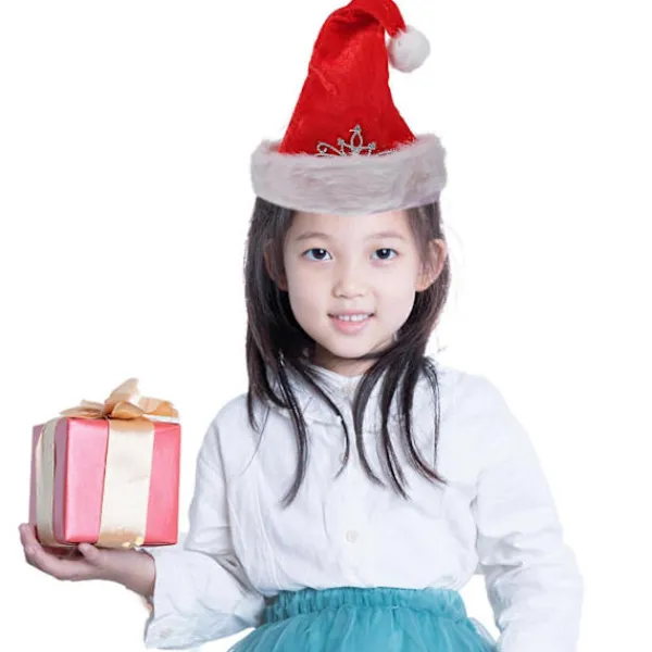 Julgransfest Julhattar Plysch Tomtehatt för Dekoration 4st Röd> Huvudbonader