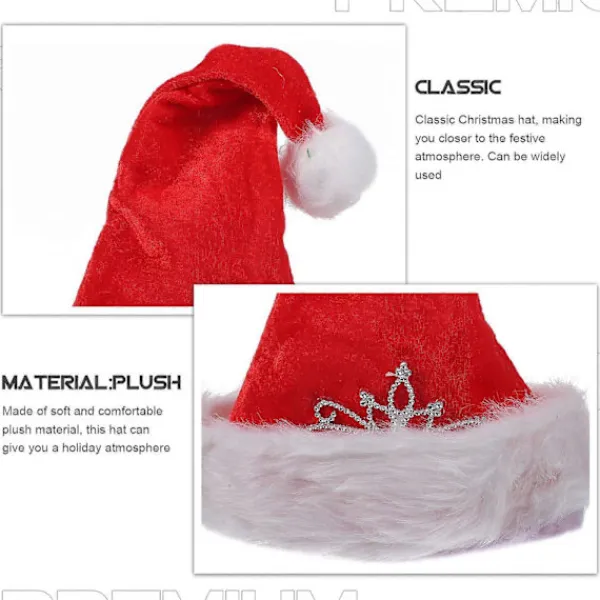 Julgransfest Julhattar Plysch Tomtehatt för Dekoration 4st Röd> Huvudbonader