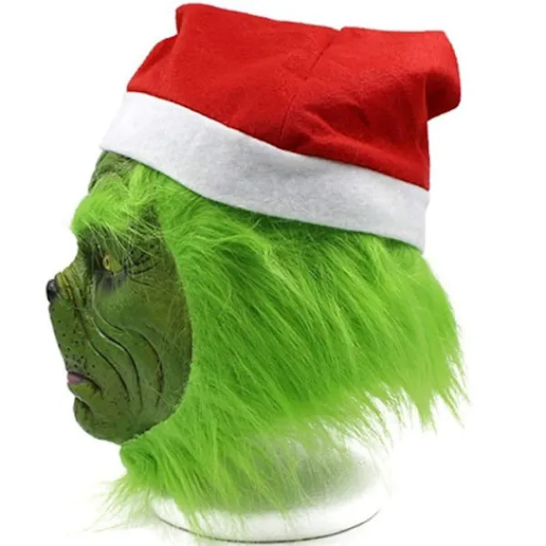 Julgrön Hårmonstermask Fest Grinch Handske Grinch Mask Grön Hårmonster hat> Masker