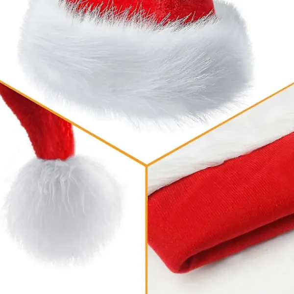 Julhatt - Tomtehatt för Vuxna Unisex Sammet Komfort Extra Tjock Päls Julhatt> Huvudbonader