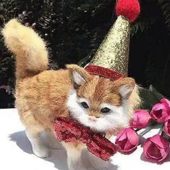 Julhatt för husdjur, söt konhatt för födelsedagsfest och glittrande fluga med avtagbar krage, set med justerbart huvudband för små hundar och katter | Fyndiq><noscript><img width=