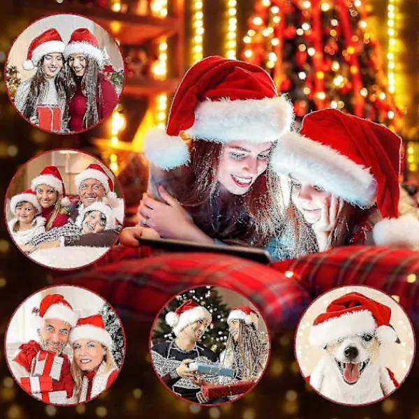 Julhatt för vuxna med tofs och brätte> Huvudbonader