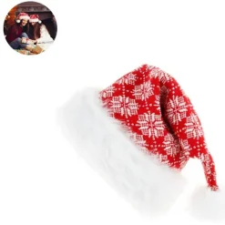 Julhatt för vuxna, plysch tomtehatt, partyhatt, julalvhatt, tjock tomtehatt med pälsbrätte för vuxna><noscript><img width=